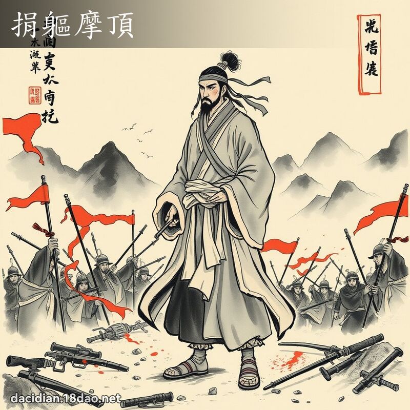 捐軀摩頂 - 中華成語配圖