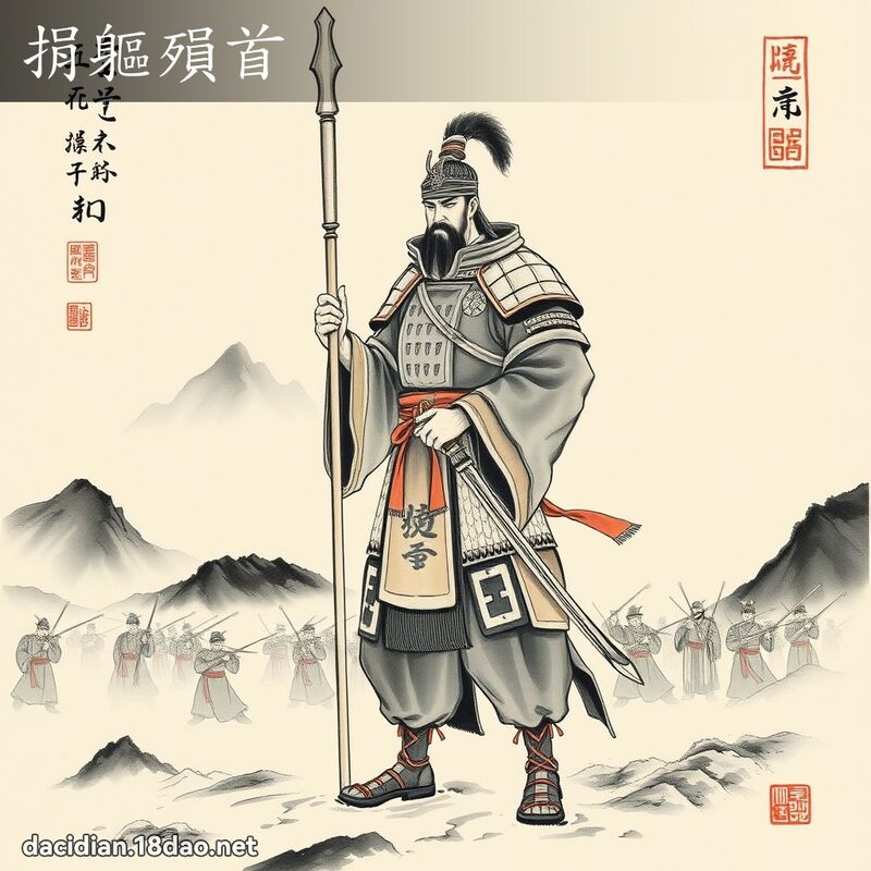 捐軀殞首 - 中華成語配圖