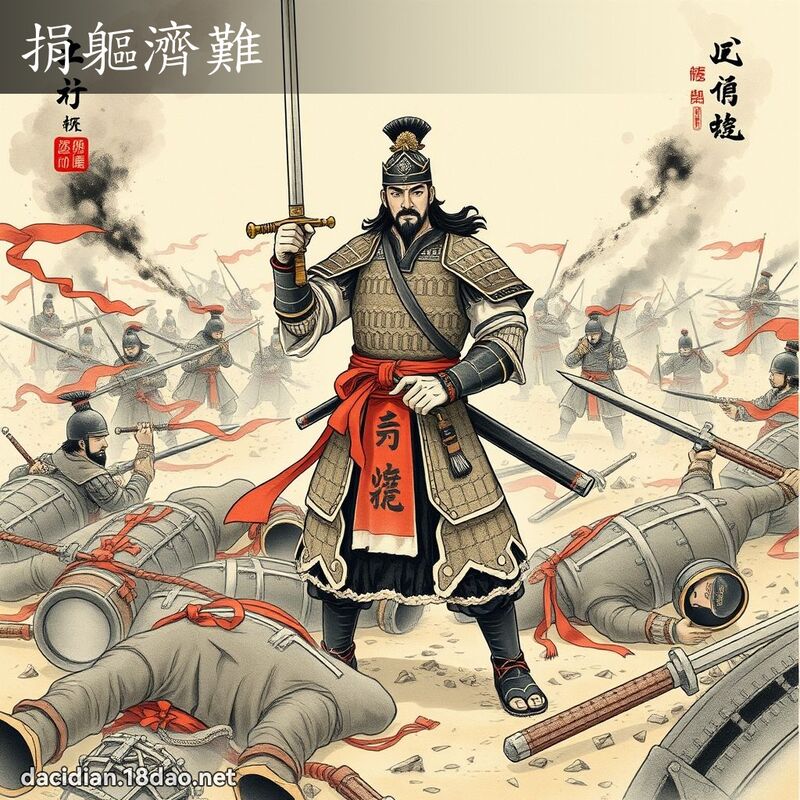 捐軀濟難 - 中華成語配圖