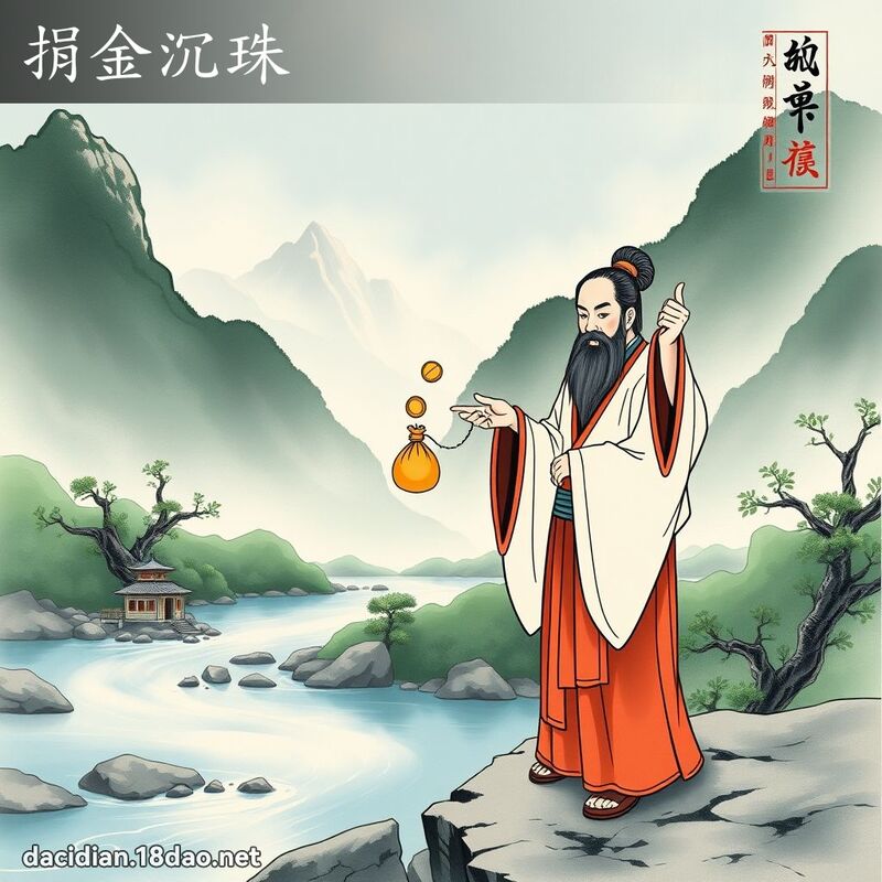 捐金沉珠 - 中华成语配图
