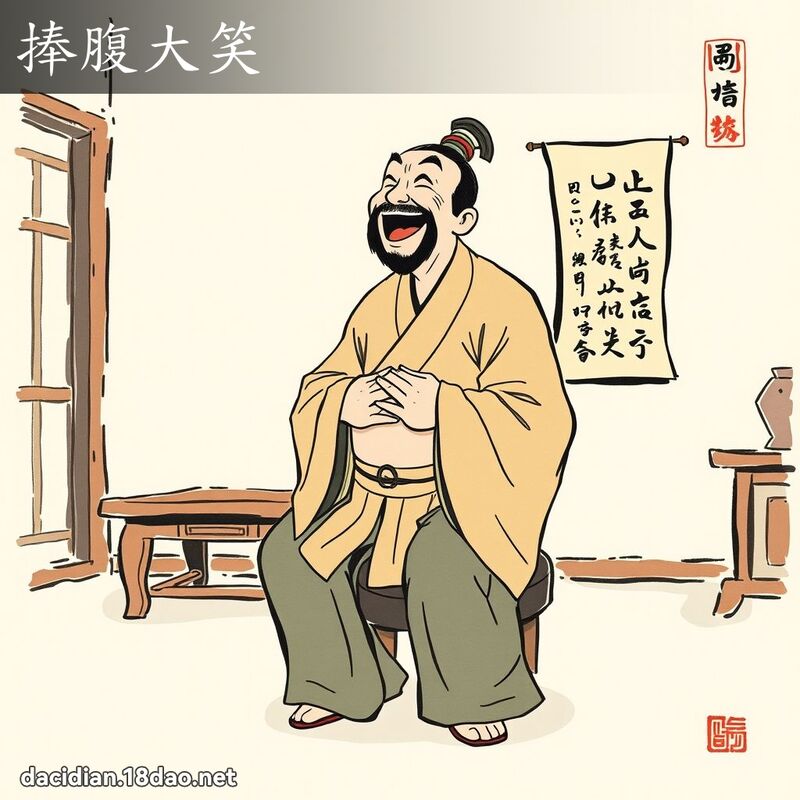 捧腹大笑 - 中華成語配圖