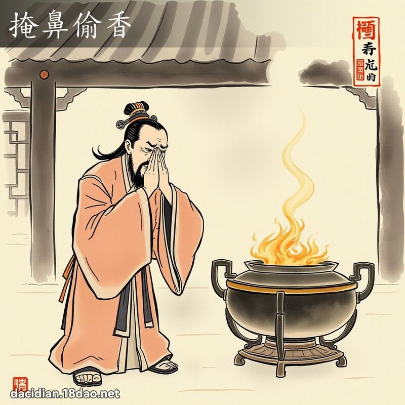 掩鼻偷香 - 中華成語配圖