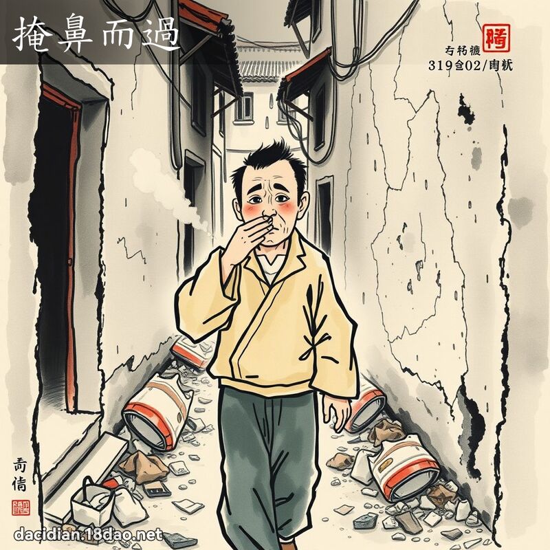 掩鼻而過 - 中華成語配圖