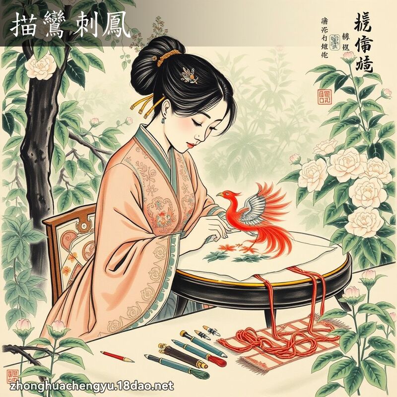 描鸞刺鳳 配图
