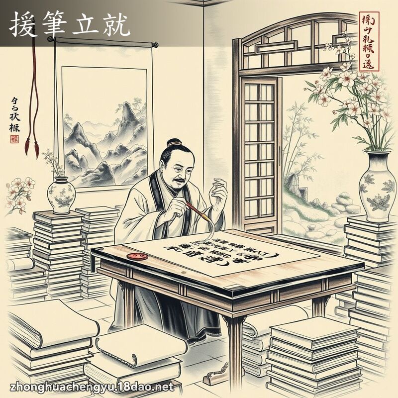 援筆立就 配图