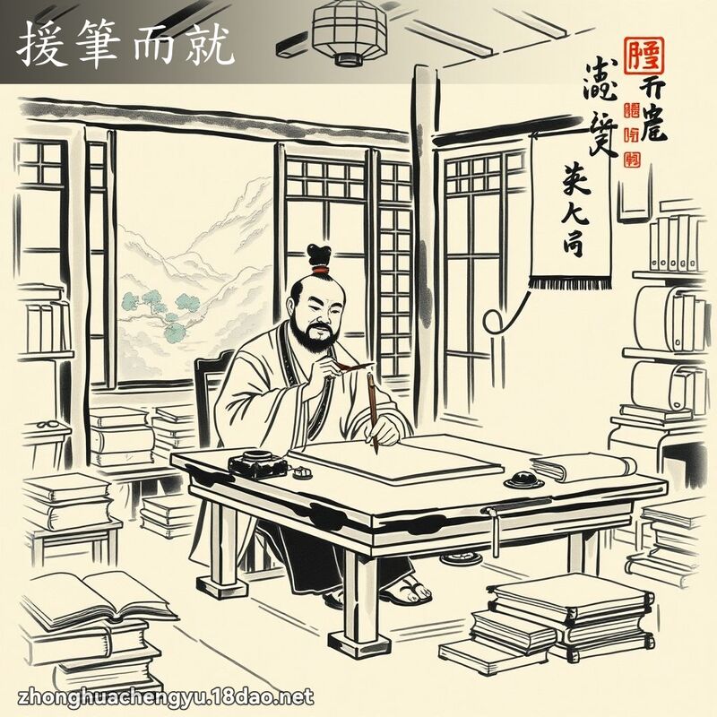 援筆而就 配图