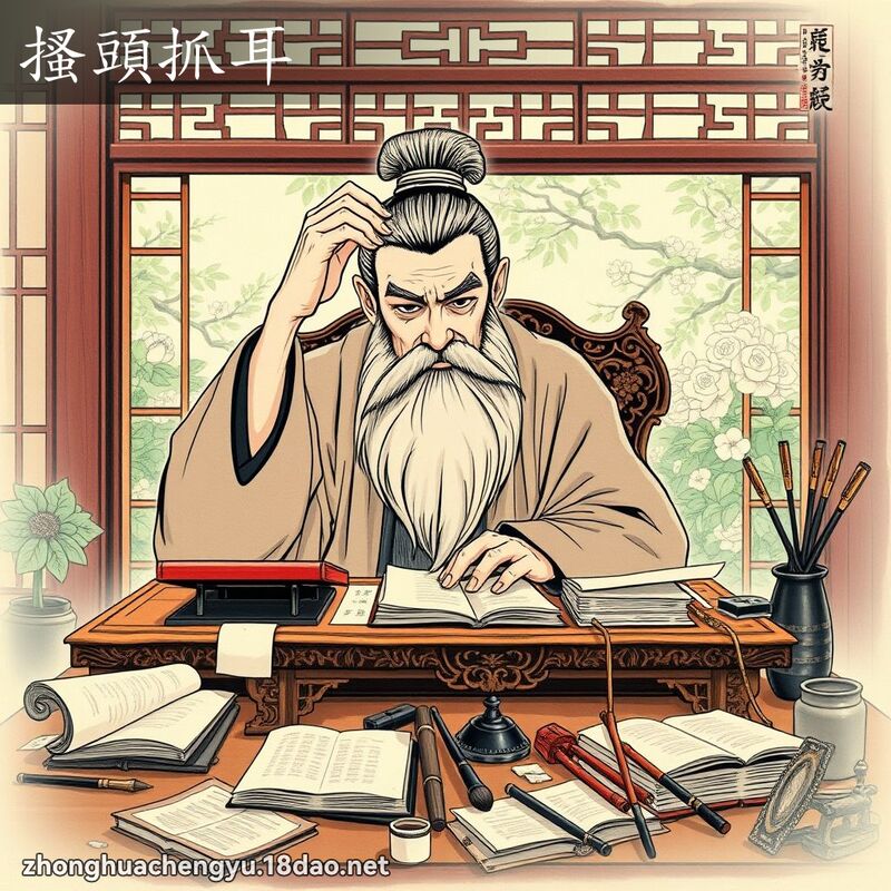 搔頭抓耳 配图