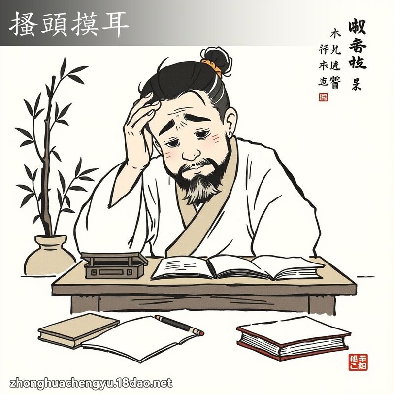 搔頭摸耳 配图