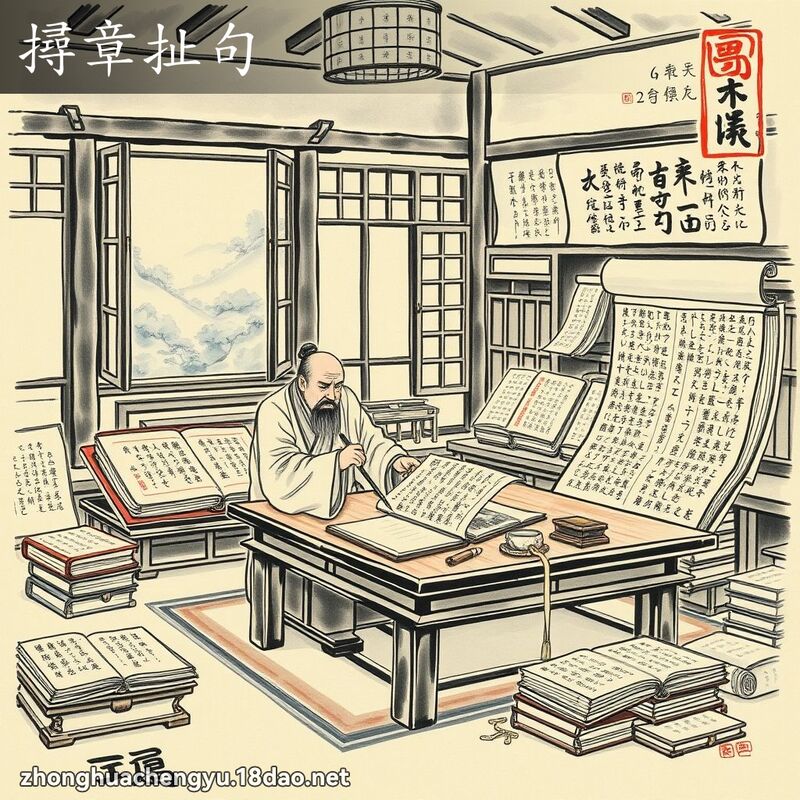 撏章扯句 配图