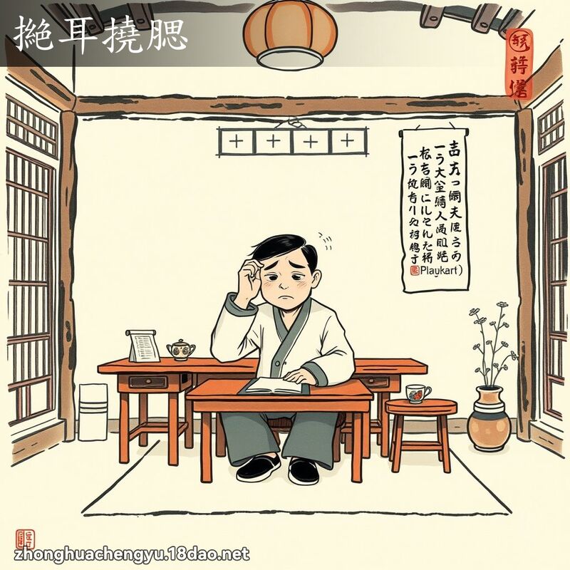 撧耳撓腮 配图