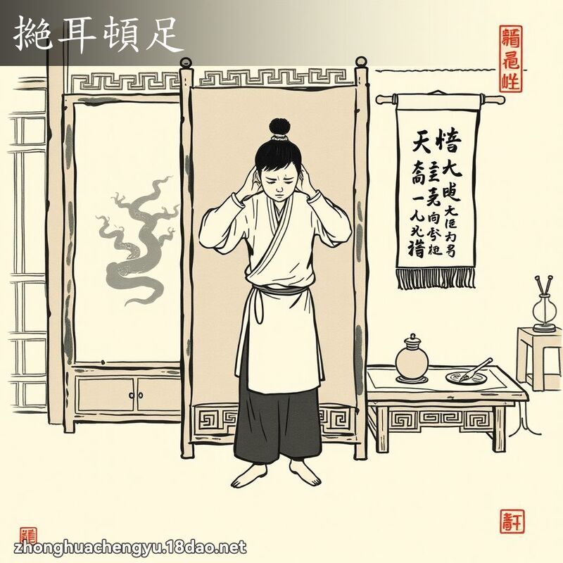 撧耳頓足 配图