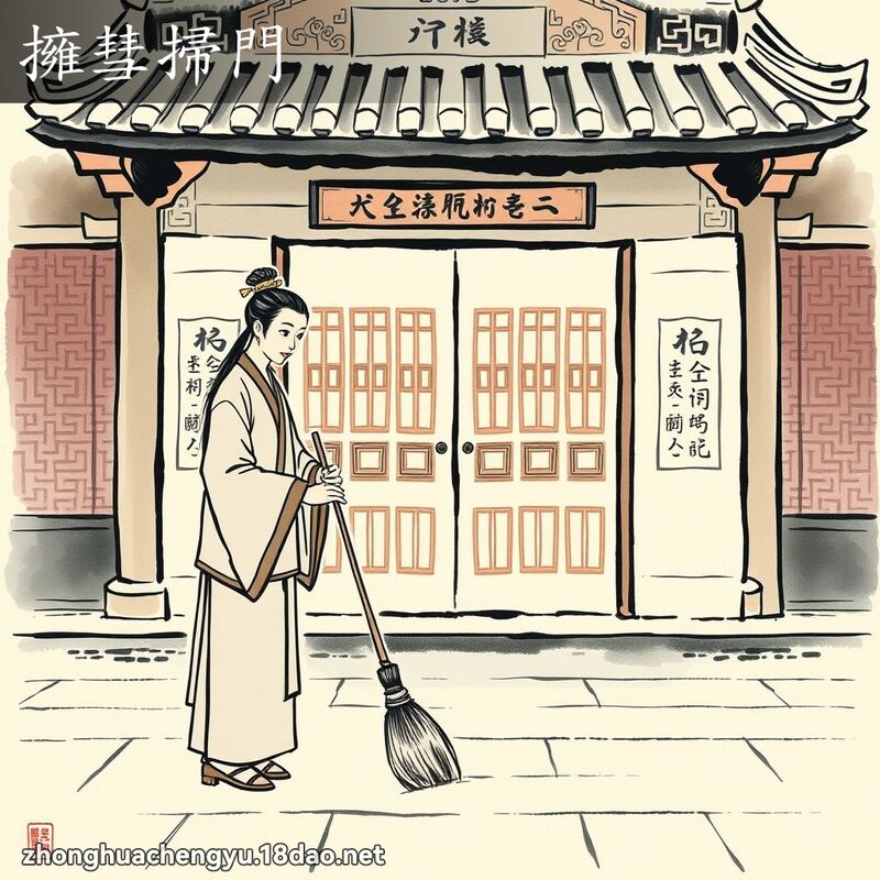擁彗掃門 配图