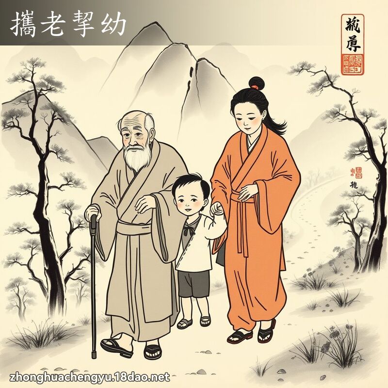 攜老挈幼 配图