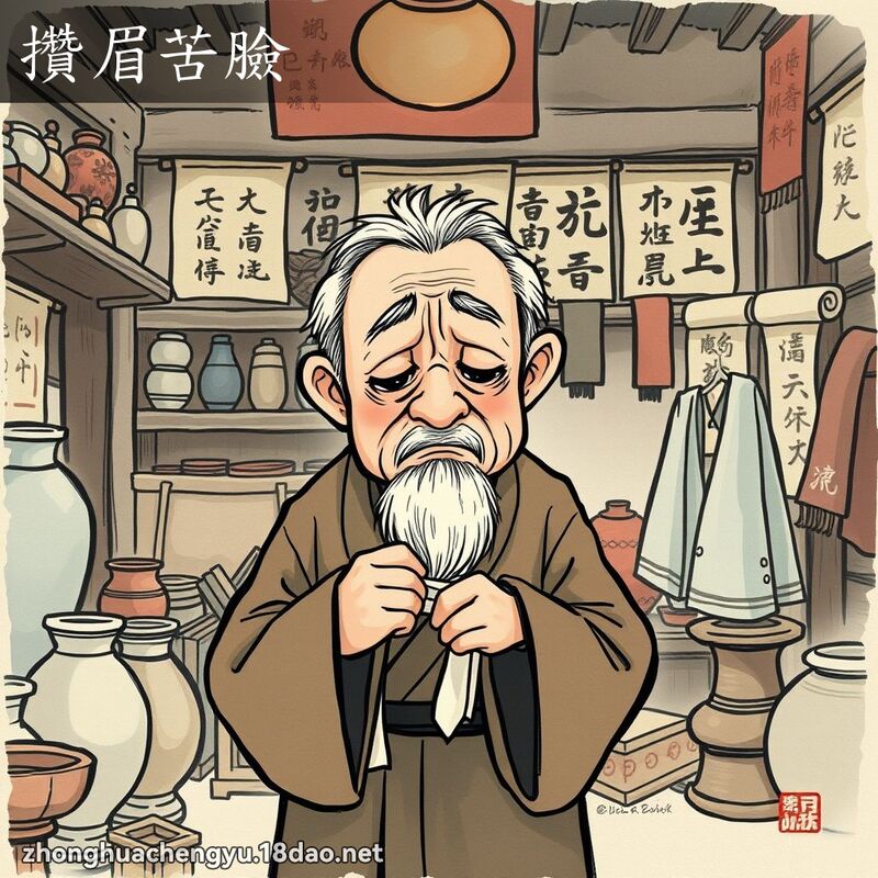 攢眉苦臉 配图