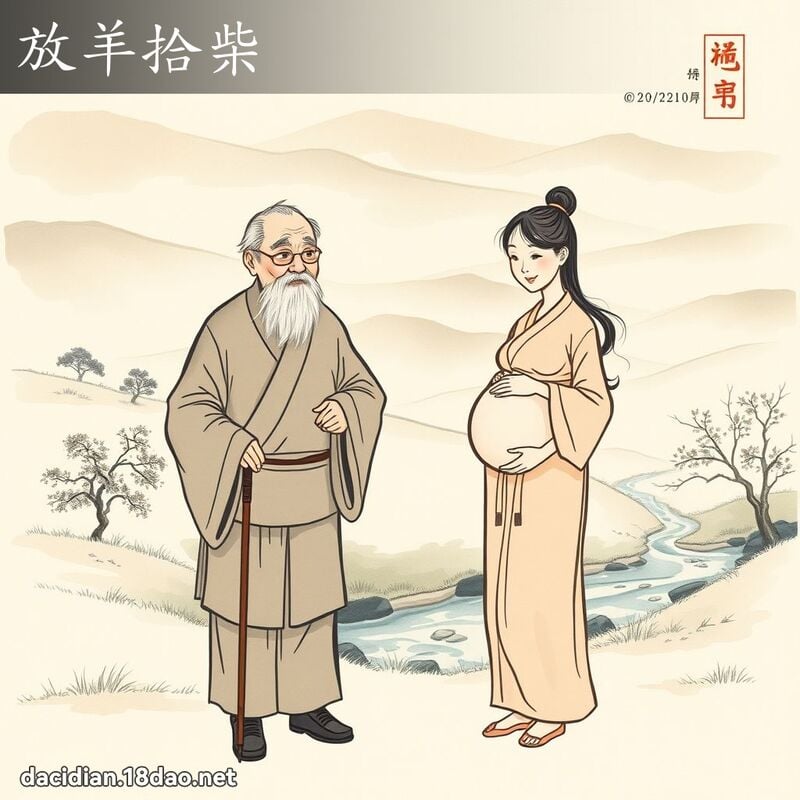 放羊拾柴 配图