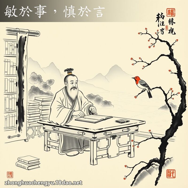 敏於事,慎於言 配图