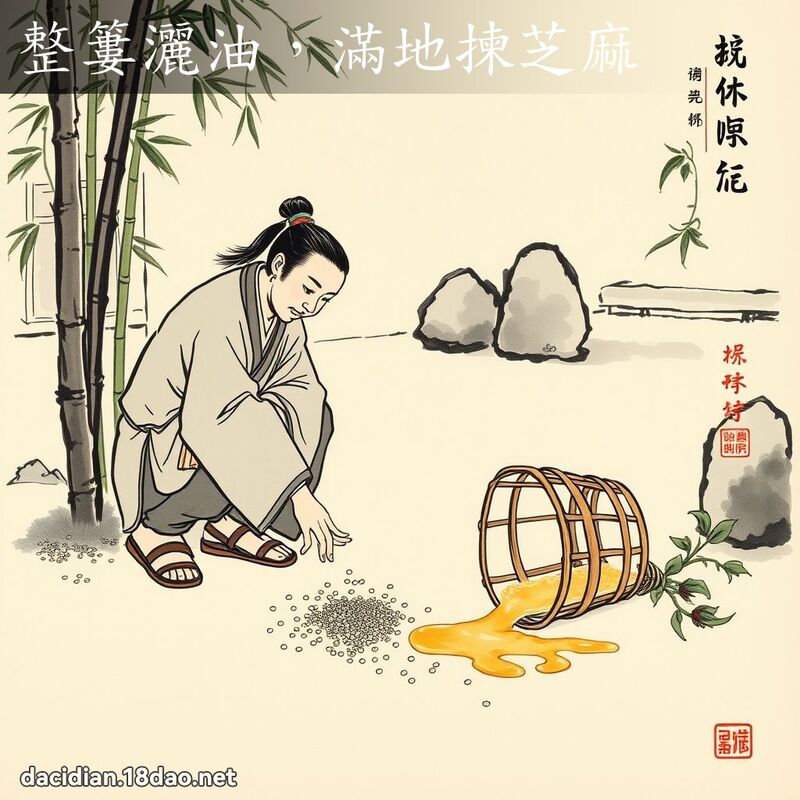 整簍灑油,滿地揀芝麻 配图