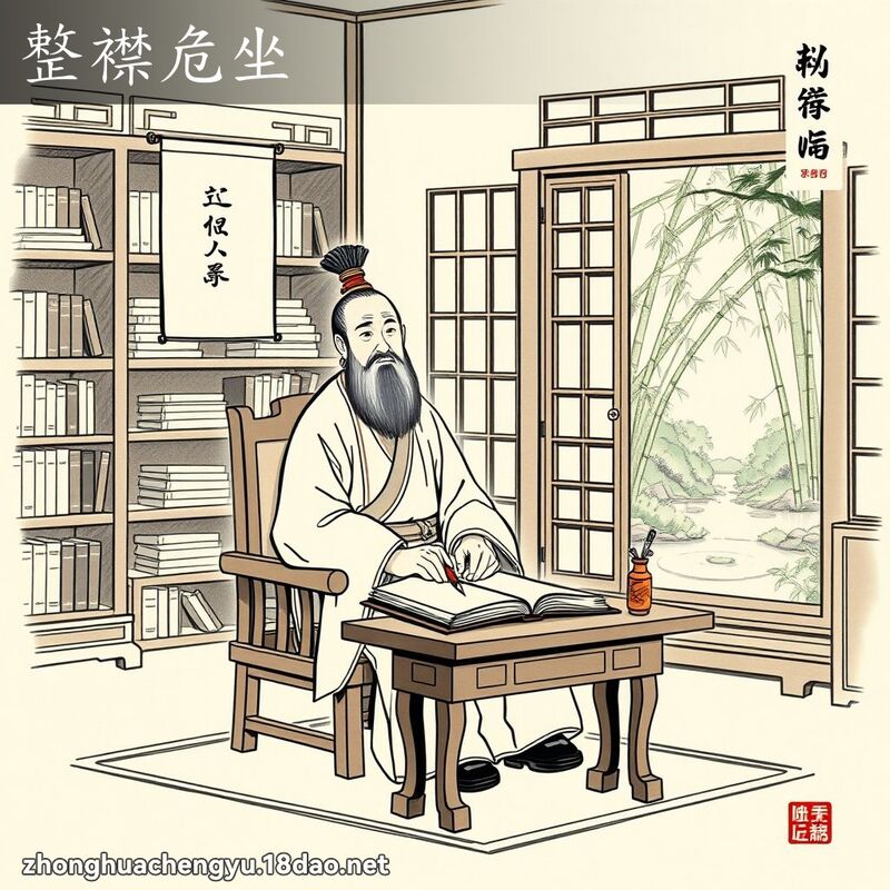 整襟危坐 配图