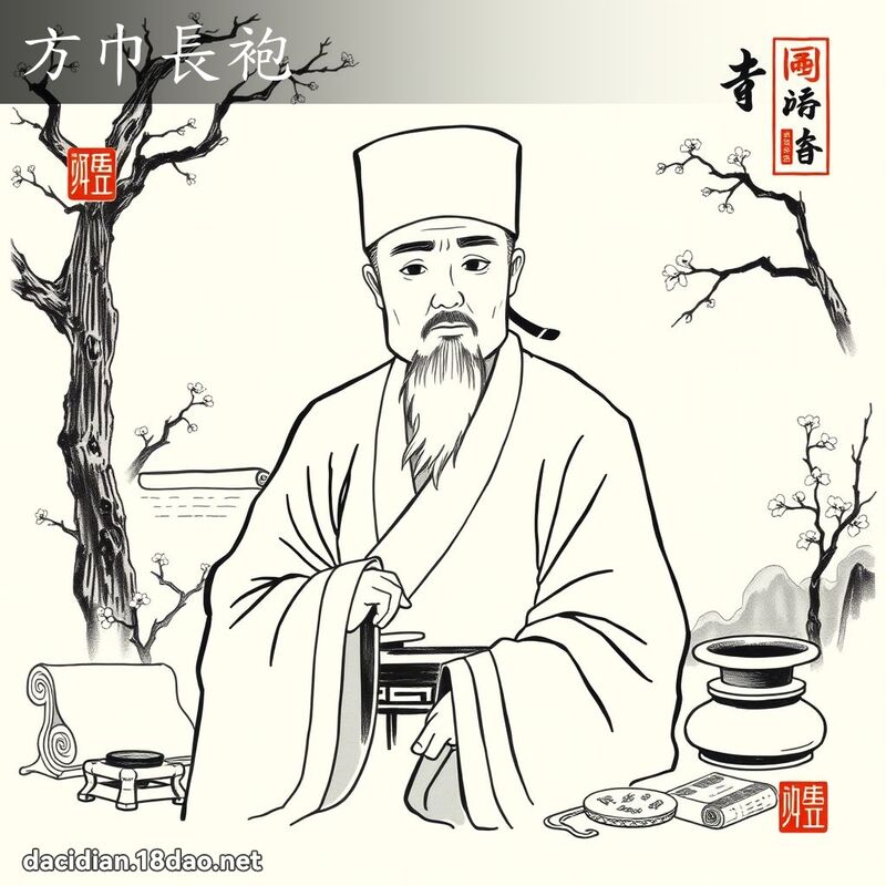 方巾长袍 配图
