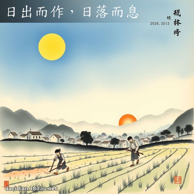 日出而作,日落而息 配图