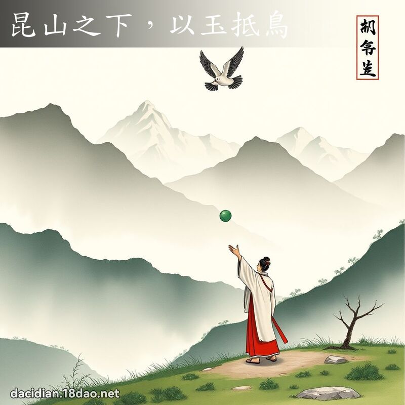 昆山之下,以玉抵鳥 配图
