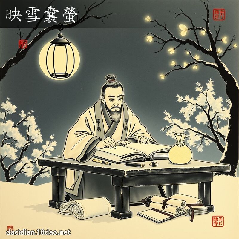 映雪囊萤 配图