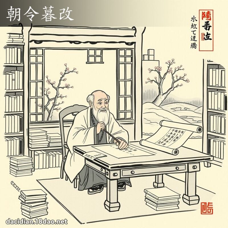 朝令暮改 - 中華成語配圖
