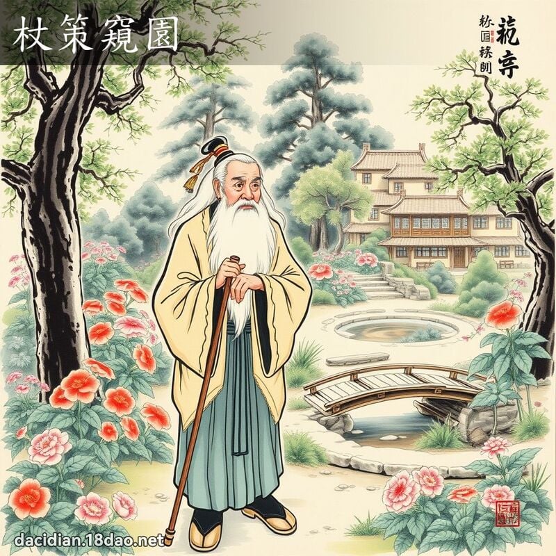 杖策窺園 配图