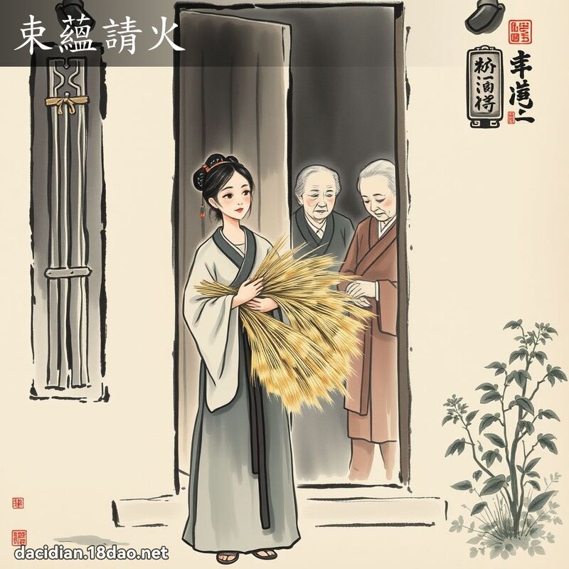 束蕴请火 - 中华成语配图
