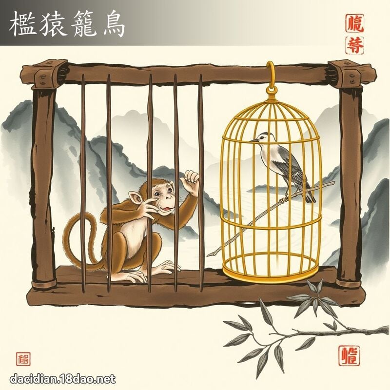 槛猿笼鸟 配图