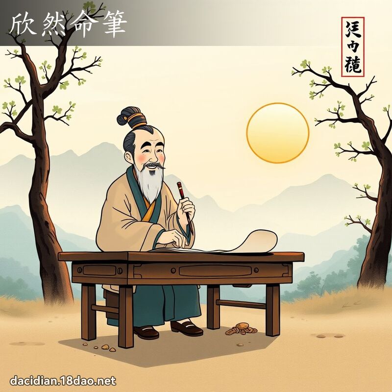 欣然命笔 配图