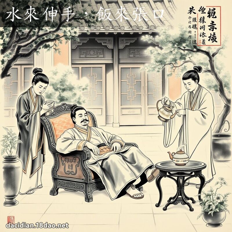 水来伸手,饭来张口 配图