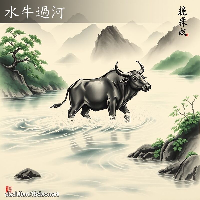 水牛過河 配图