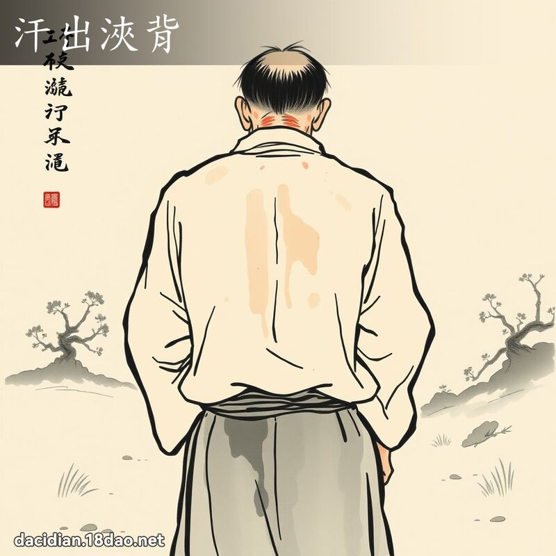 汗出浹背 - 中華成語配圖
