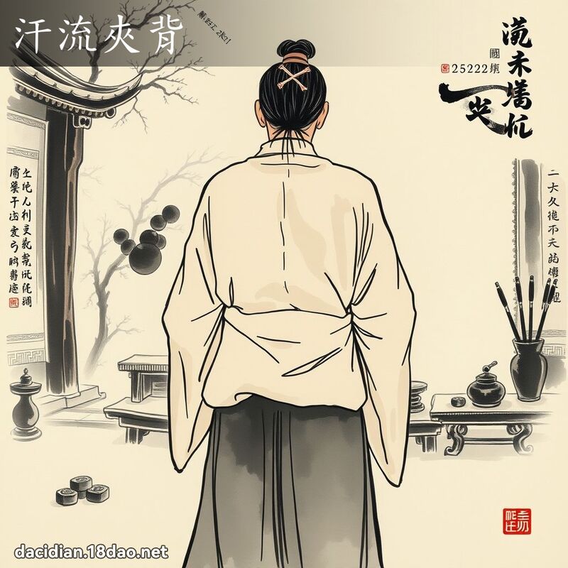汗流夾背 - 中華成語配圖