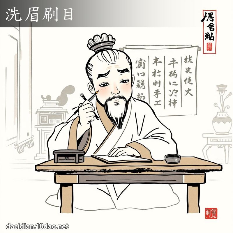 洗眉刷目 配图