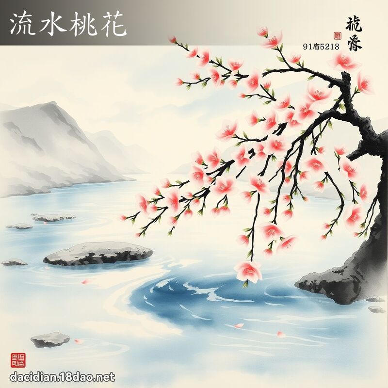 流水桃花 配图