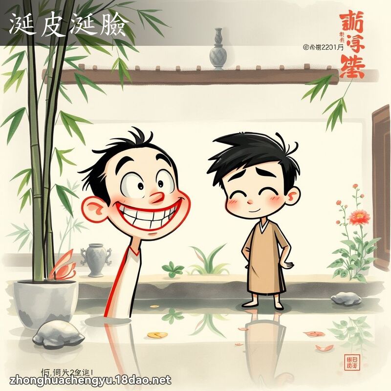 涎皮涎臉 - 中華成語配圖