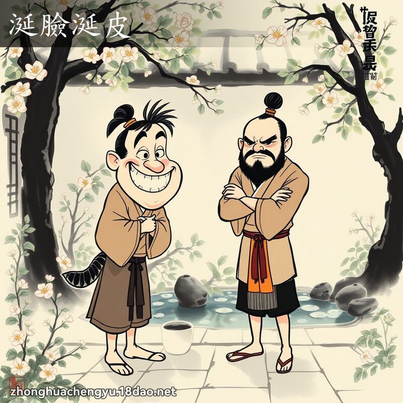 涎臉涎皮 - 中華成語配圖