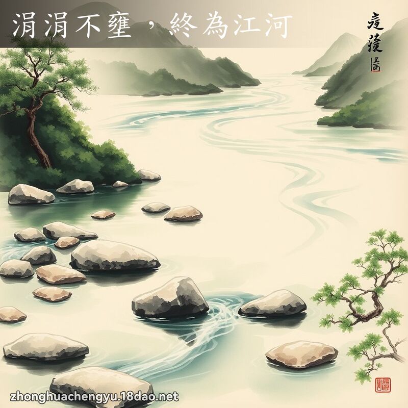 涓涓不壅，終為江河 - 中華成語配圖