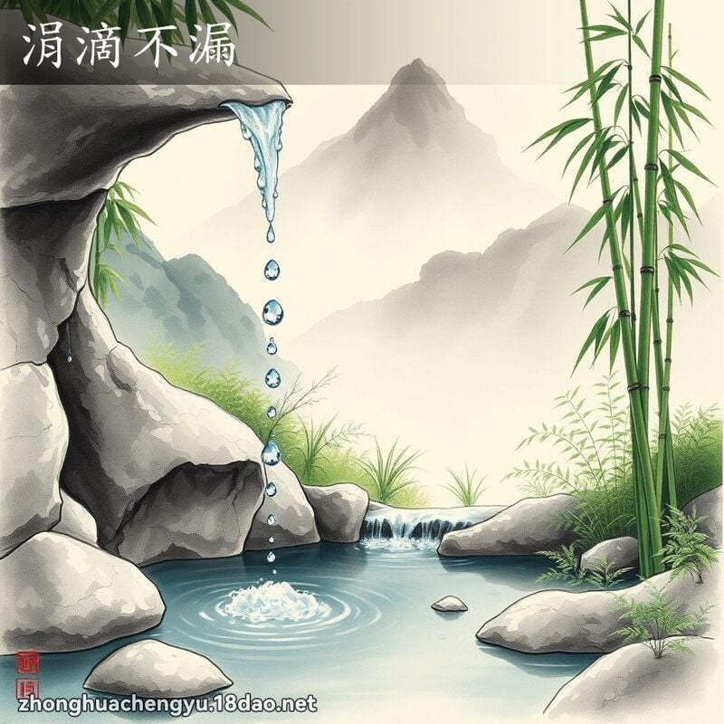 涓滴不漏 - 中华成语配图