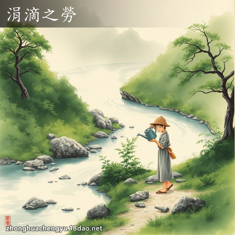 涓滴之劳 - 中华成语配图