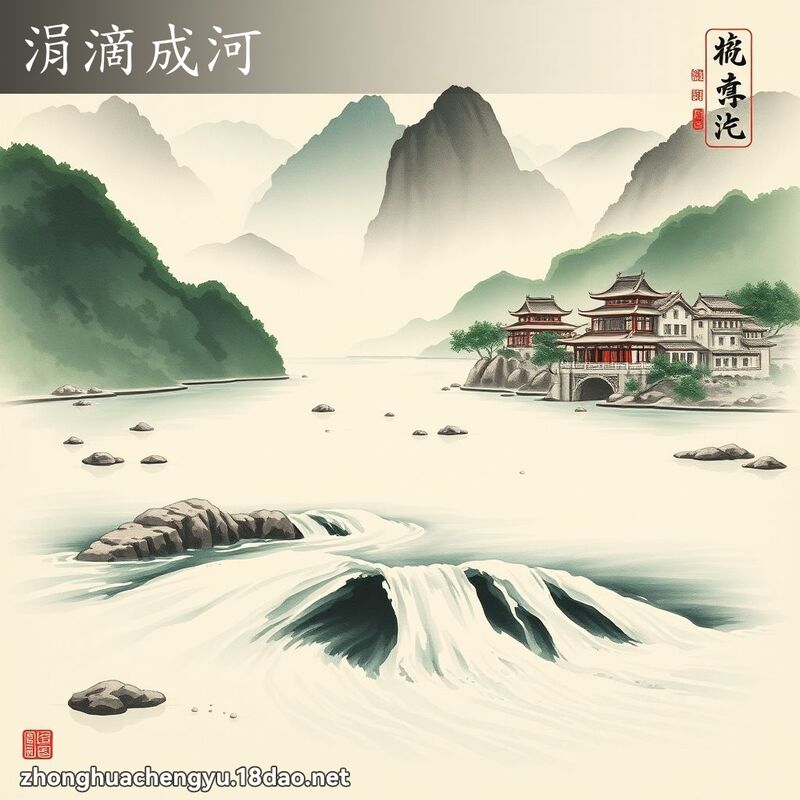涓滴成河 - 中华成语配图
