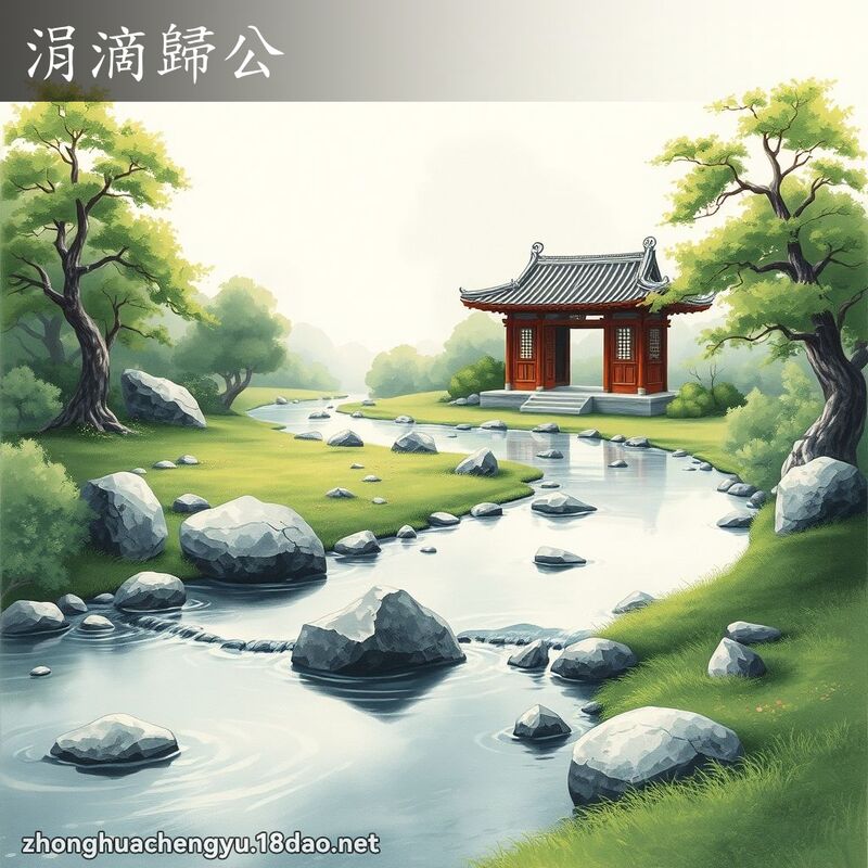 涓滴归公 - 中华成语配图