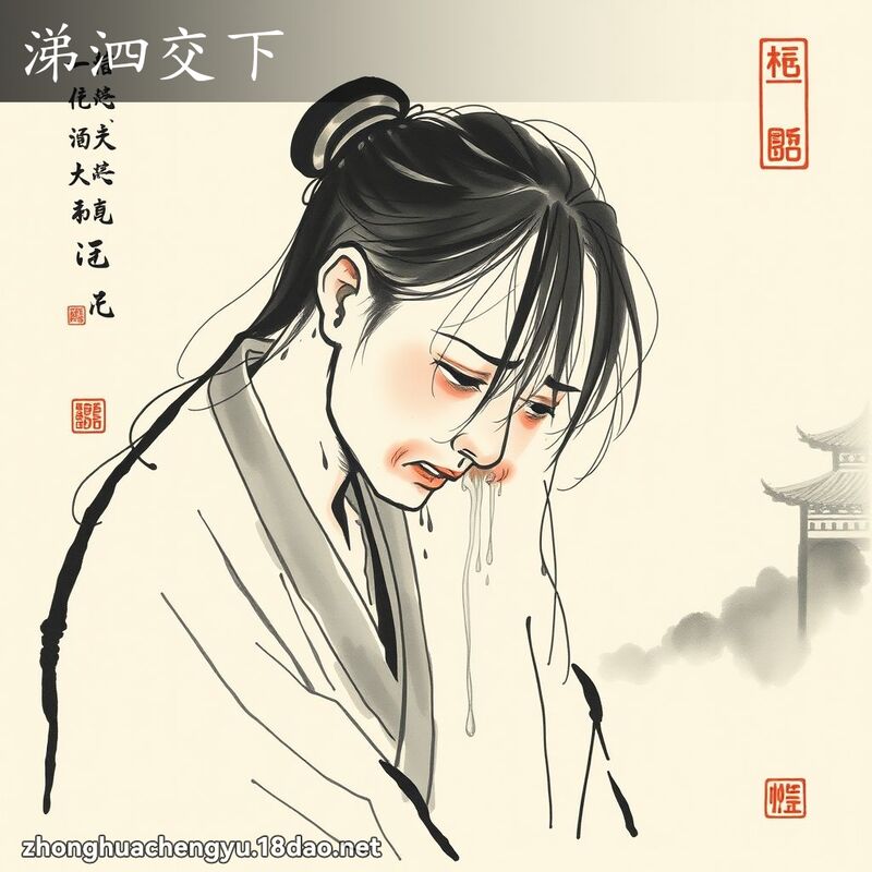 涕泗交下 - 中華成語配圖
