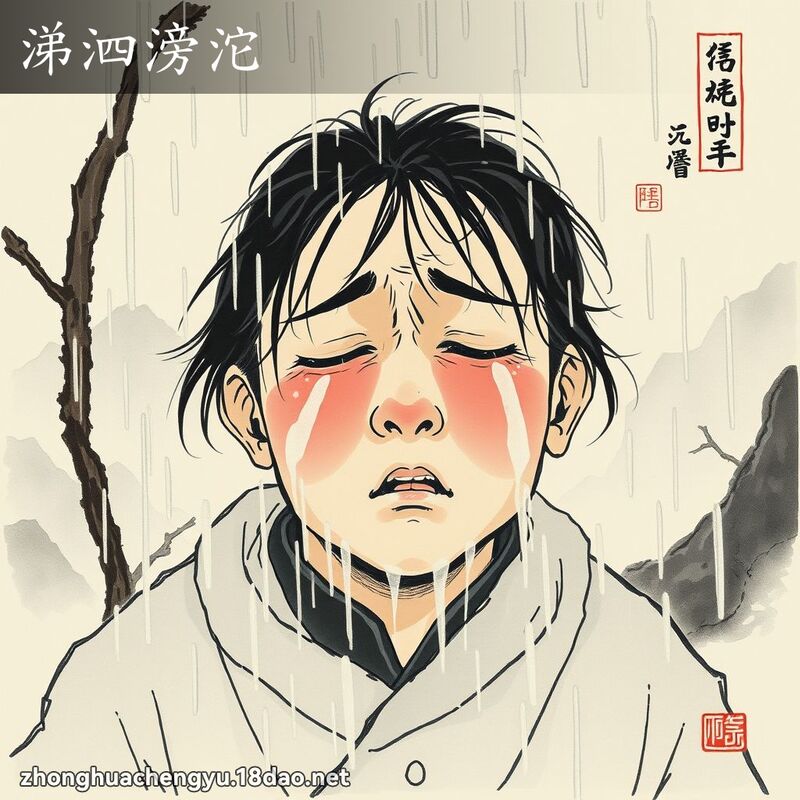 涕泗滂沱 - 中華成語配圖