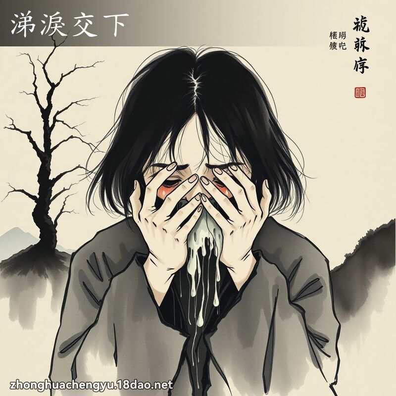涕淚交下 - 中華成語配圖