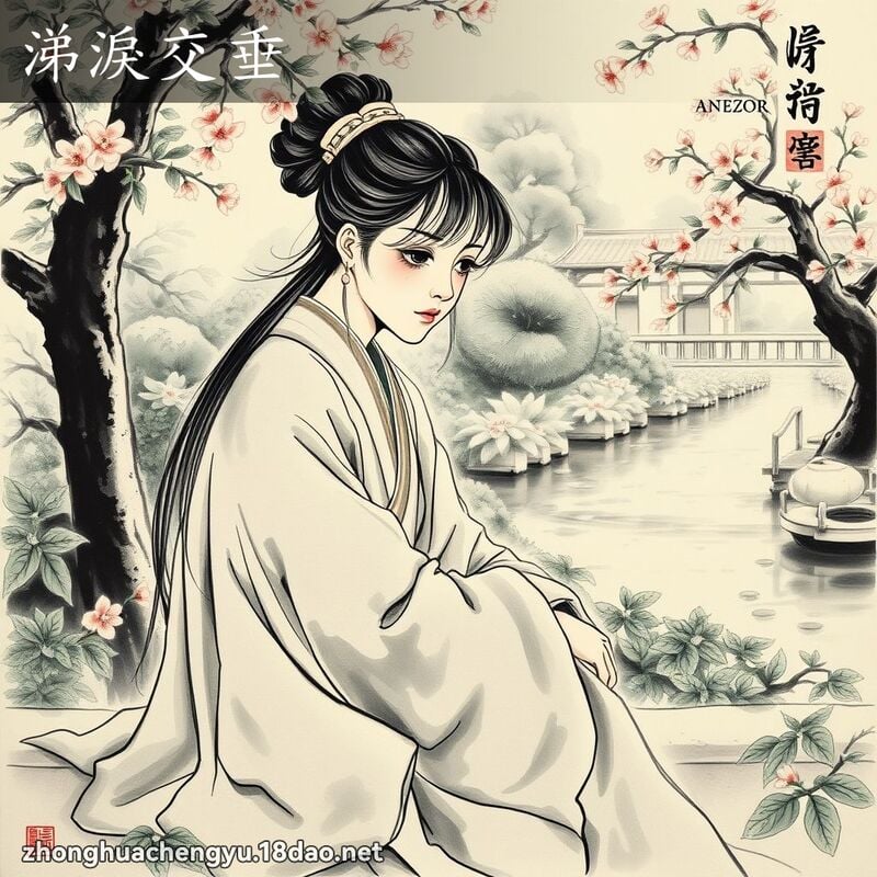 涕淚交垂 - 中華成語配圖