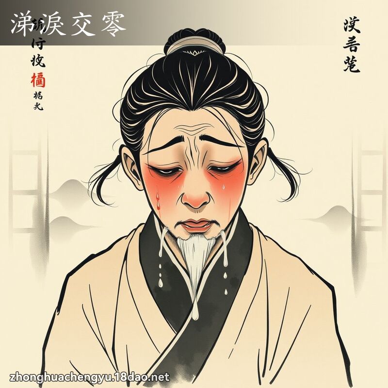 涕淚交零 - 中華成語配圖