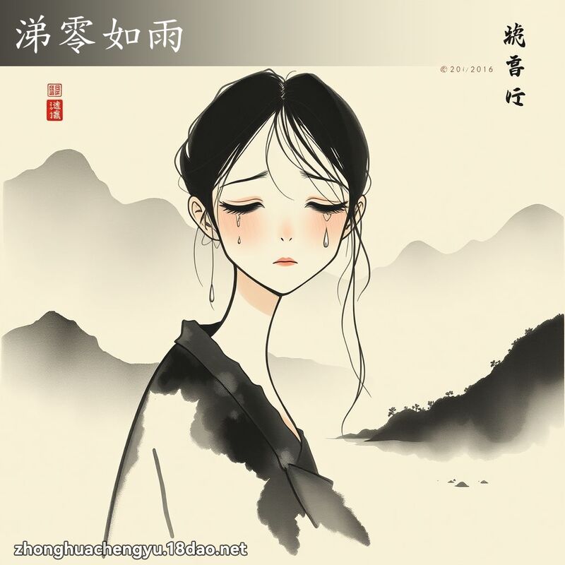 涕零如雨 - 中華成語配圖